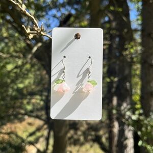 Lily of the Valley Earrings - Pale Pink - Stainless Steel and Glass